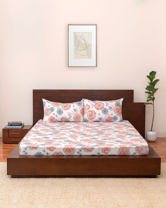 King-Size Bed Sheet - Coral Blossom
