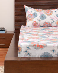 King-Size Bed Sheet - Coral Blossom