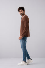 Regular Fit Mini Waffle Full Sleeve Polo Shirt