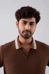 Regular Fit Mini Waffle Full Sleeve Polo Shirt