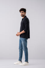 Regular Fit Cotton Design Full Sleeve Polo Shirt