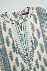 Relaxed Fit Printed Three-Piece Princess Lawn with Chiffon Dupatta