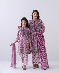 Princess Embroidered Three-Piece Lawn with Chiffon Dupatta (2-4 Years)