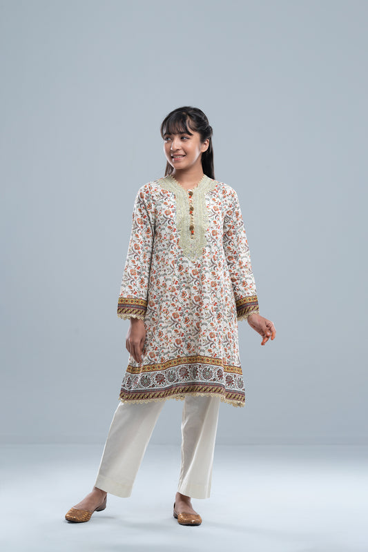 Relaxed Fit Printed Three-Piece Princess Lawn with Chiffon Dupatta (10-14 Years)
