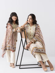 Smart Fit Printed Three-Piece Lawn with Chiffon Dupatta