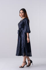 Regular Fit V-Neck Wrap Dress - Bling