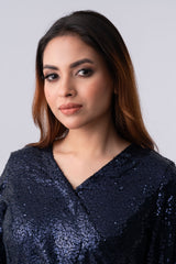 Regular Fit V-Neck Wrap Dress - Bling