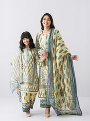 Relaxed Fit Printed Three-Piece Princess Lawn with Chiffon Dupatta (6-8 Years)