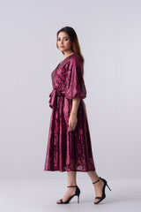 Regular Fit V-Neck Wrap Dress - Bling