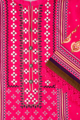 Relaxed Fit Khaddar Three-Piece Lawn with Chiffon Dupatta