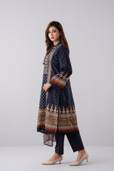 Relaxed Fit Khaddar Three-Piece Lawn with Chiffon Dupatta