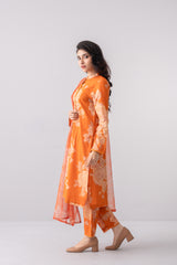 Digital Printed Three-Piece Lawn with Organza Dupatta