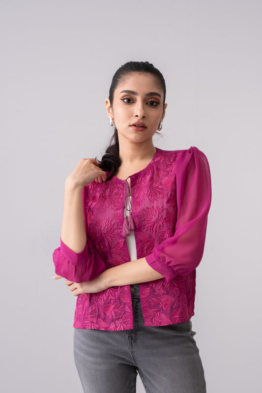 Regular Fit Georgette Bolero Top