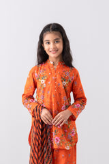 Relaxed Fit Printed Three-Piece Princess Lawn with Chiffon Dupatta (2-4 Years)