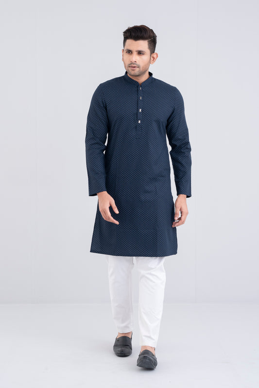 Slim Fit Semi-Formal Dobby Panjabi