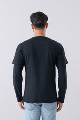 Regular Fit Applique Work Double-Sleeve T-Shirt