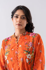 Relaxed Fit Printed Three-Piece Lawn with Chiffon Dupatta