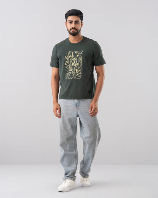 Relaxed Fit Discharge Print T-Shirt