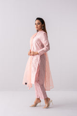 Ready-to-Wear Three-Piece Formal Ethnic Set with Organza Dupatta