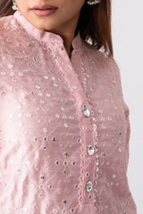 Ready-to-Wear Three-Piece Formal Ethnic Set with Organza Dupatta