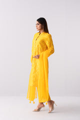 Ready-to-Wear Three-Piece Formal Ethnic Set with Organza Dupatta