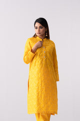 Ready-to-Wear Three-Piece Formal Ethnic Set with Organza Dupatta