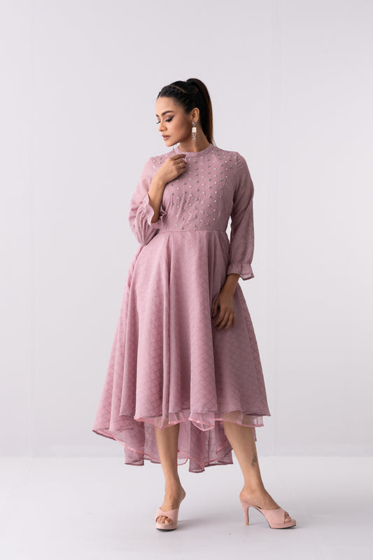 Jacquard Shimmer Georgette Long Dress