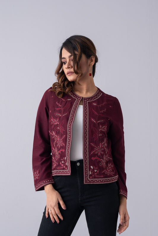 Embroidered Georgette Bolero Top