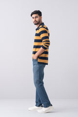 Regular Fit Cotton Double Pique Striped Polo