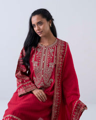Relaxed Fit Embroidered Three-Piece Formal Ethnic Set