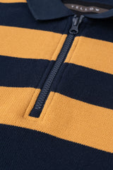 Regular Fit Cotton Double Pique Striped Polo