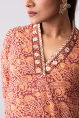 Mid-Length Embroidered Relaxed Fit Ethnic Kurta