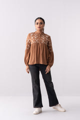 Moroccan Embroidered Viscose Fashion Top - Mystika