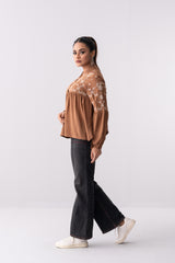 Moroccan Embroidered Viscose Fashion Top - Mystika