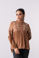 Moroccan Embroidered Viscose Fashion Top - Mystika