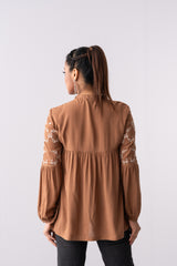 Moroccan Embroidered Viscose Fashion Top - Mystika