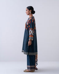Relaxed Fit Embroidered Three-Piece Lawn with Chiffon Dupatta