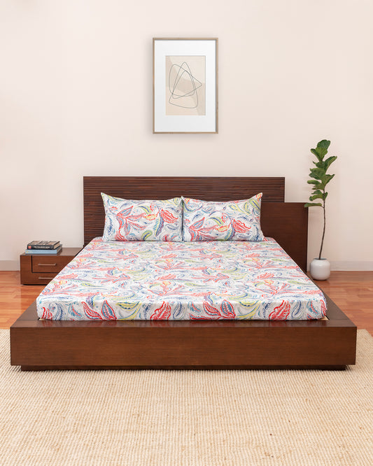 King-Size Bed Sheet - Multi Leaf