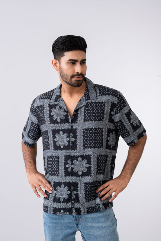 Boxy Fit Printed Casual Shirt