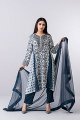 Smart Fit Embellished Three-Piece Formal Set with Organza Dupatta