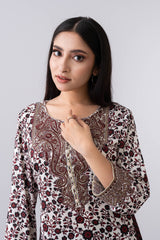 Smart Fit Embellished Three-Piece Formal Set with Organza Dupatta