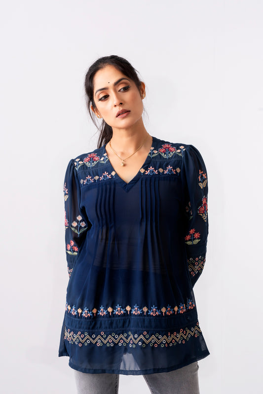 Floral Embroidered Fashion Top