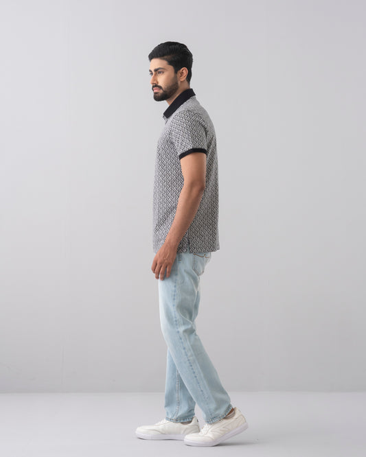 Regular Fit Jacquard Mercerised Polo Shirt