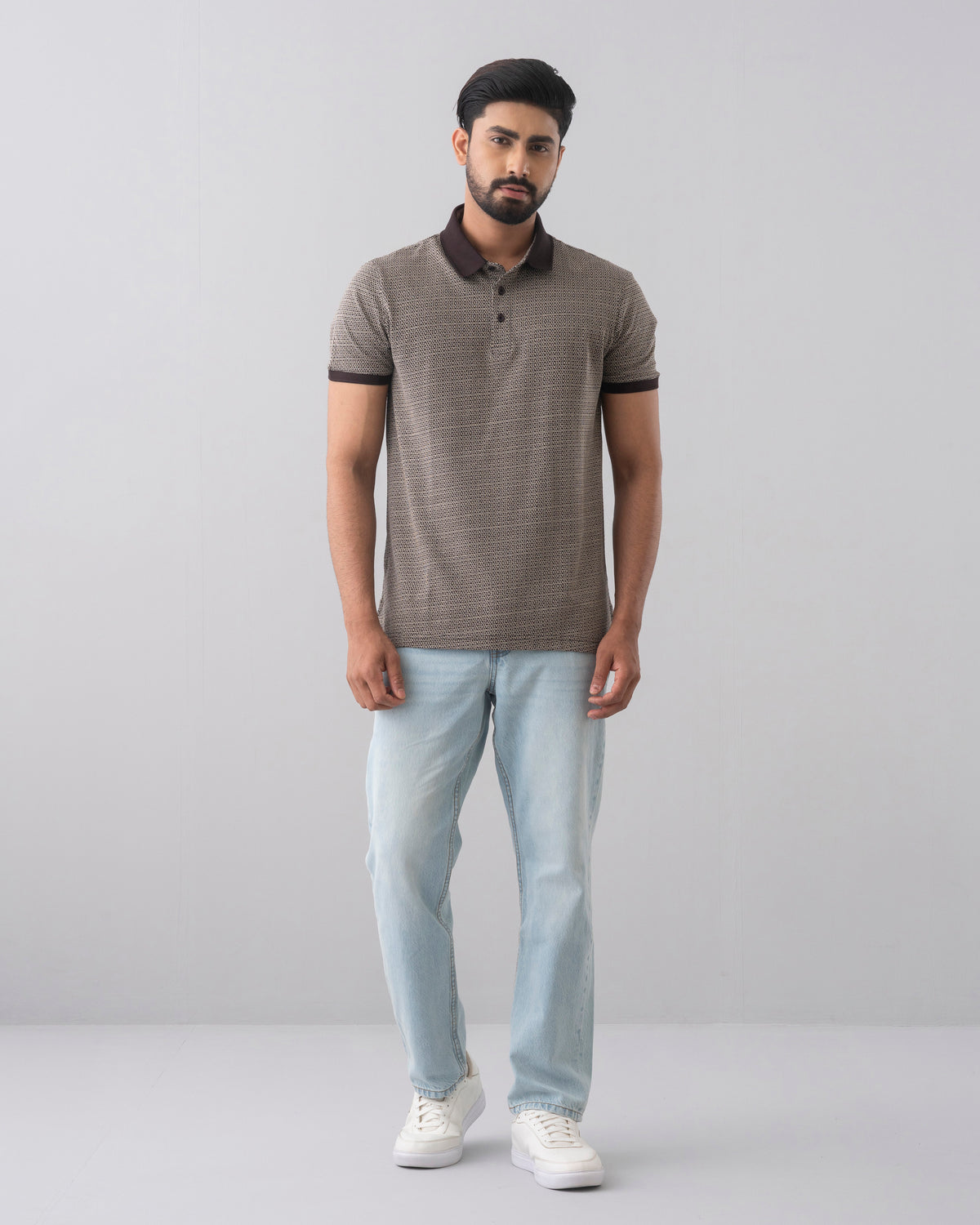 Regular Fit Mercerised Jacquard Polo Shirt