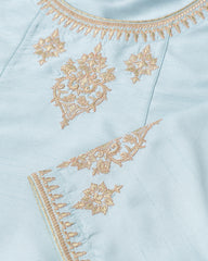 Smart Fit Embroidered Three-Piece Semi-Formal Ethnic Set with Organza Dupatta