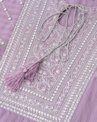 Smart Fit Embellished Two-Piece Formal Ethnic Set with Organza Dupatta