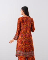 Relaxed Fit Mid-Length Printed Two-Piece Ethnic Set