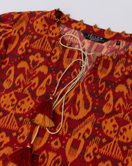 Relaxed Fit Mid-Length Printed Two-Piece Ethnic Set