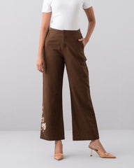 Embroidered Wide-Leg Twill Bottom