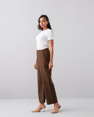 Embroidered Wide-Leg Twill Bottom